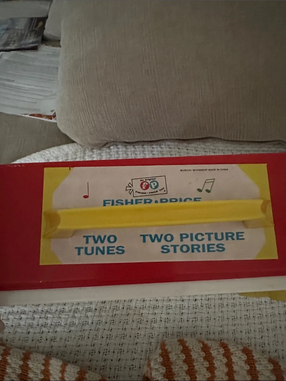 Vintage Fisher-Price Red, Yellow and White Toy TV with Storyboard Screen